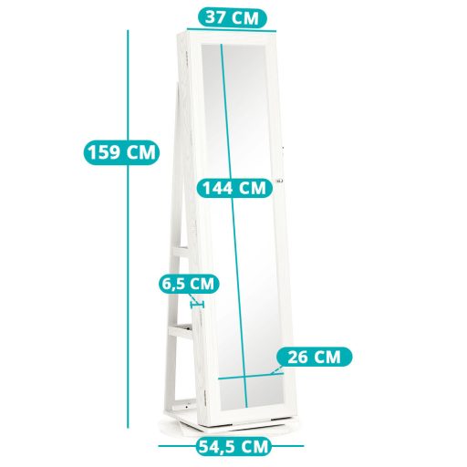 Otočný držák na šperky a tašky se zrcadlem po celé délce