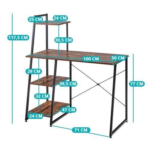 Kompaktní počítačový stůl, pracovní stanice se 4 policemi
