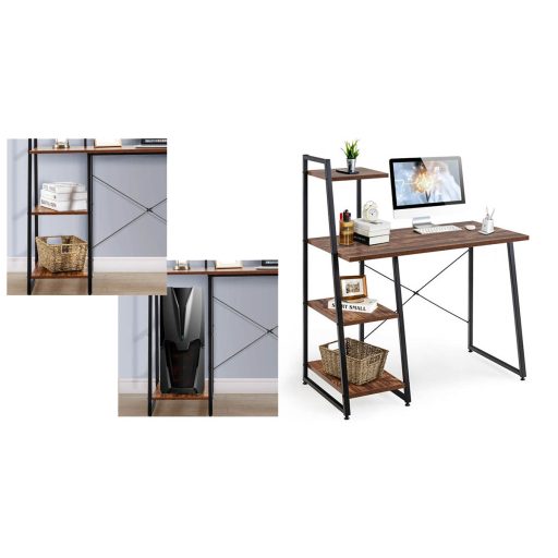 Kompaktní počítačový stůl, pracovní stanice se 4 policemi