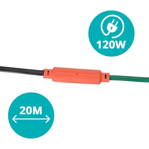 Zahradní topný kabel pro rostliny v několika velikostech, 120W, 20m