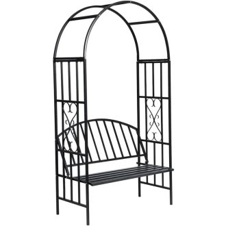 Pergola pro růže s lavičkou, černá