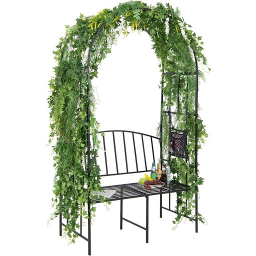 Pergola pro růže s lavičkou, černá