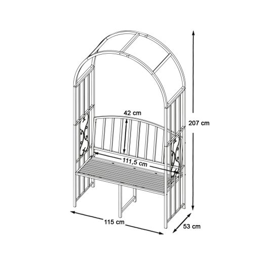 Pergola pro růže s lavičkou, černá