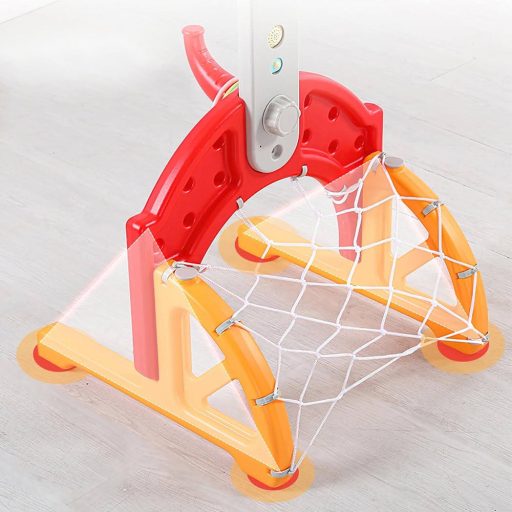 Dětská hrací souprava 4 v 1 s nastavitelnou výškou, oranžovo-žlutá