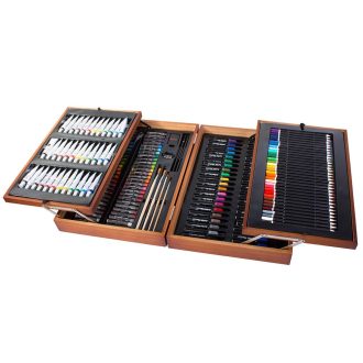  174dílná sada na malování a kreslení v praktické dřevěné dárkové krabičce