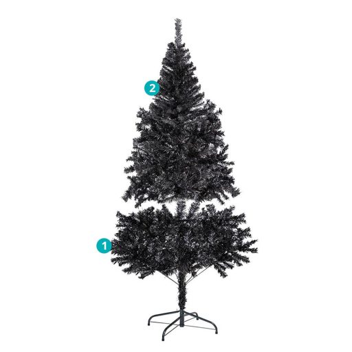 Černý umělý vánoční stromek, 150cm 415 větví