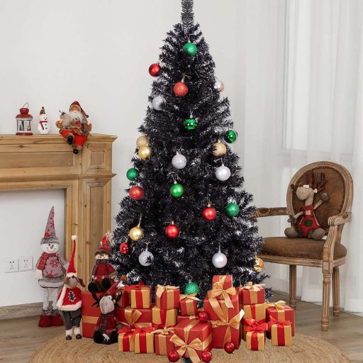 Černý umělý vánoční stromek, 150cm 415 větví