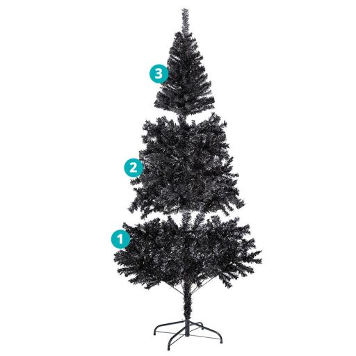 Černý umělý vánoční stromek, 180cm 708 větví