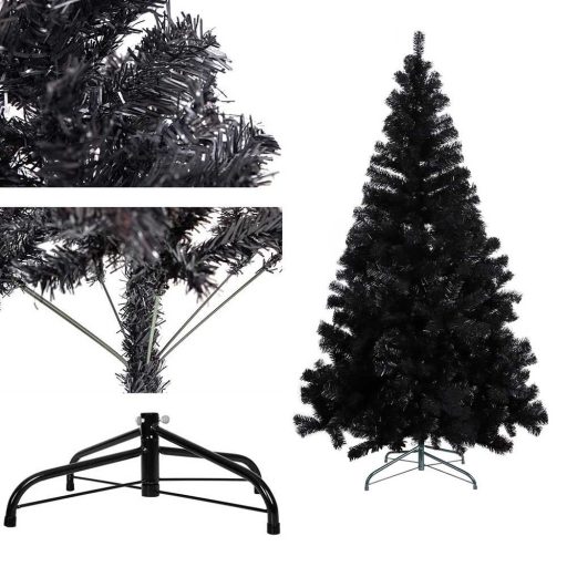 Černý umělý vánoční stromek, 180cm 708 větví