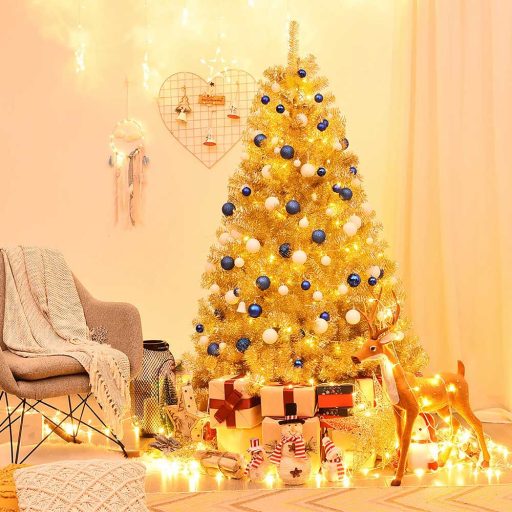 Zlatý umělý vánoční stromek, 180cm 708 větví