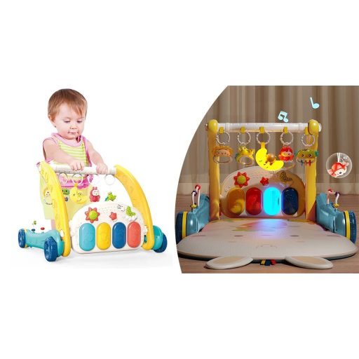 Pomůcka na chození pro děti a hrací koberec s klavírem 2 v 1