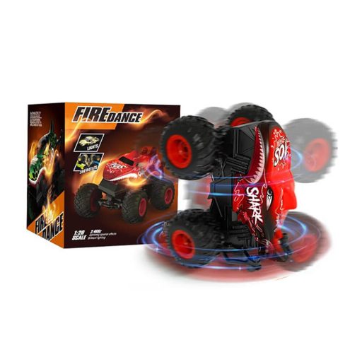 Červený drifting auto s dálkovým ovládáním s žralokem