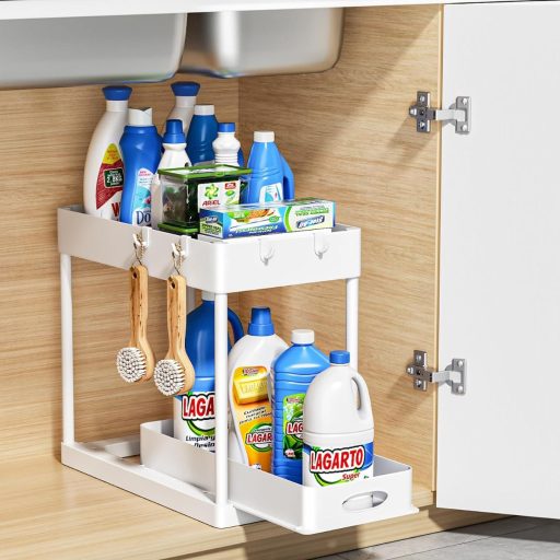 Dvojpatrový systém organizéru pod dřezy - 2 kusy, různé barvy