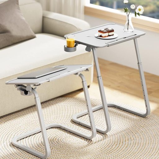 Nastavitelný snídaňový stůl s držákem na tablet, šedá