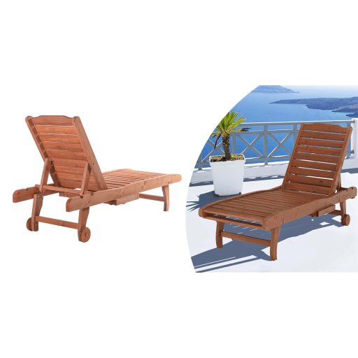Dřevěné rozkládací lehátko s výsuvnou podpěrou