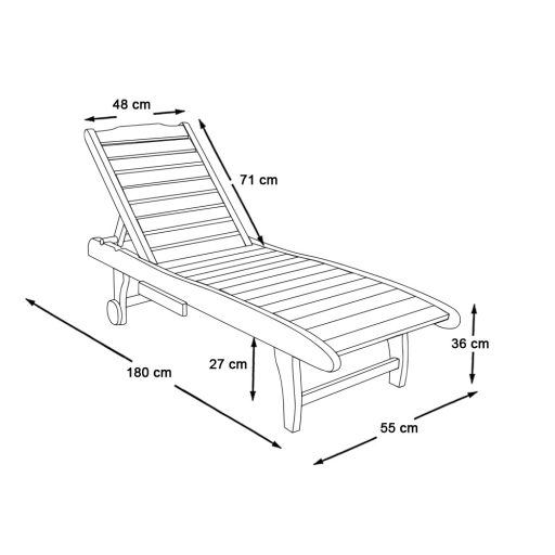 Dřevěné rozkládací lehátko s výsuvnou podpěrou