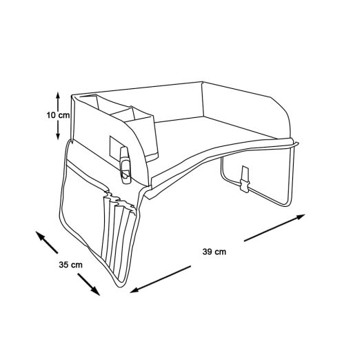 Přenosný dětský stolek do auta, s kapsami - šedá