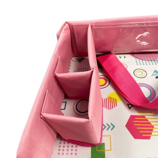 Přenosný dětský stolek do auta, s kapsami - růžový