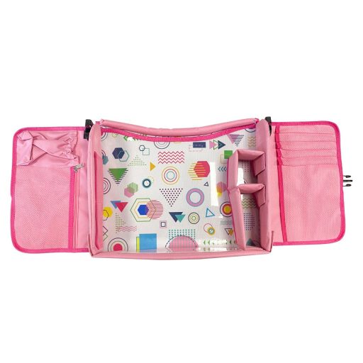 Přenosný dětský stolek do auta, s kapsami - růžový