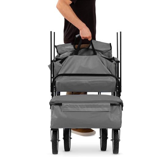 Skládací vozík se střechou, tažný-tlačný, šedý