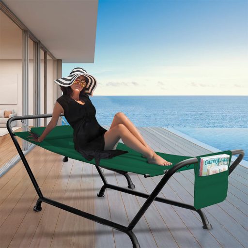 Houpací síť s dvounohým stojanem, tmavě zelená