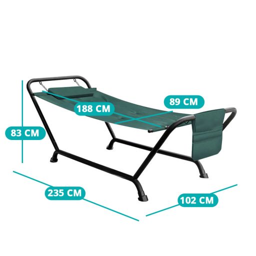 Houpací síť s dvounohým stojanem, tmavě zelená