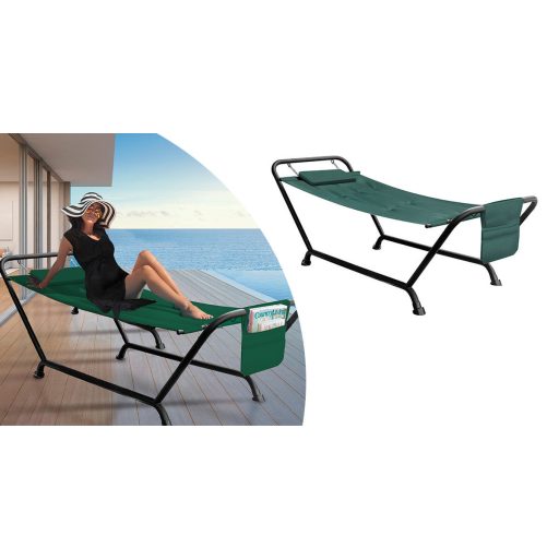 Houpací síť s dvounohým stojanem, tmavě zelená