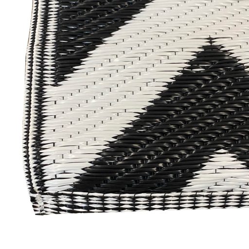 Venkovní koberec, oboustranný, 180x120 cm, černá-bílá