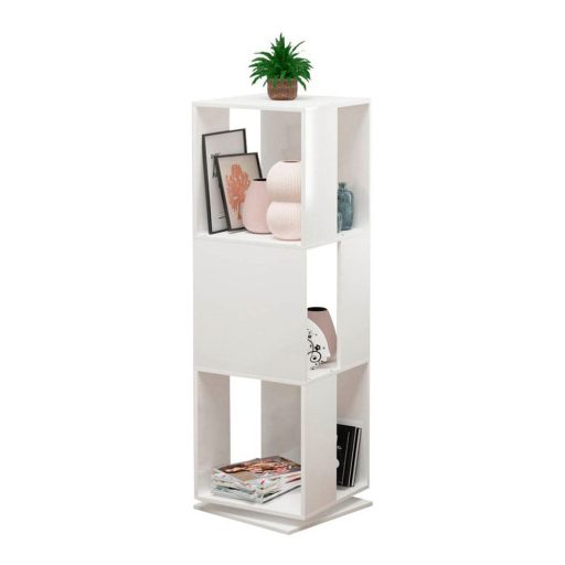 Otočný knihovní regál, 34x34x108 cm, bílý