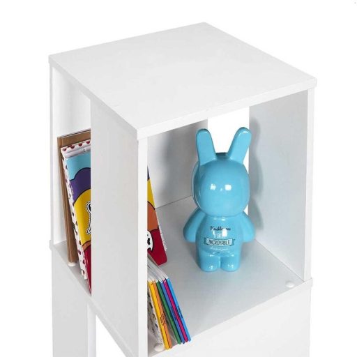 Otočný knihovní regál, 34x34x108 cm, bílý