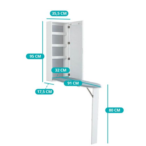  Nástěnná skříňka se zrcadlem a výklopným žehlícím prknem