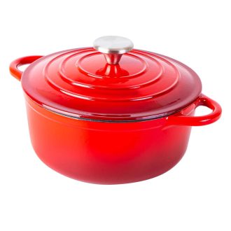 Smaltovaný litinový hrnec s poklicí 4L, červený