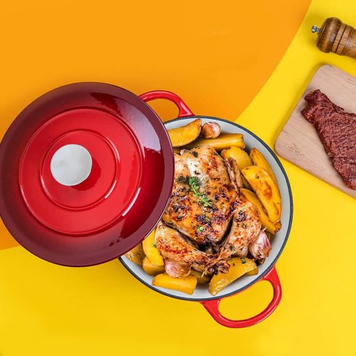 Smaltovaný litinový hrnec s poklicí 4L, červený