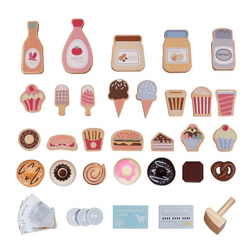 Dřevěný herní obchod se supermarketovými doplňky