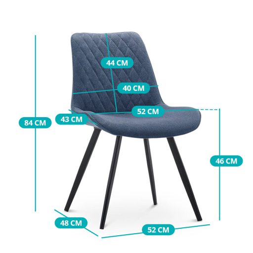 Jídelní židle Zoe, 2 ks, ocelově modrá