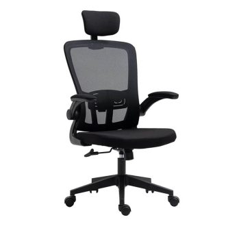   Ergonomická kancelářská židle s bederní opěrkou a opěrkou hlavy, černá 