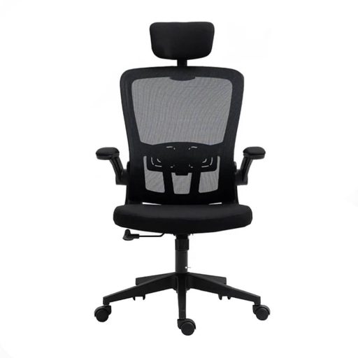 Ergonomická kancelářská židle s bederní opěrkou a opěrkou hlavy, černá 