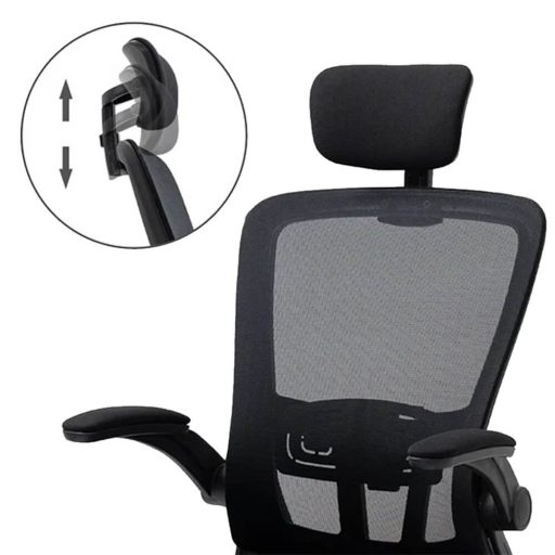 Ergonomická kancelářská židle s bederní opěrkou a opěrkou hlavy, černá 