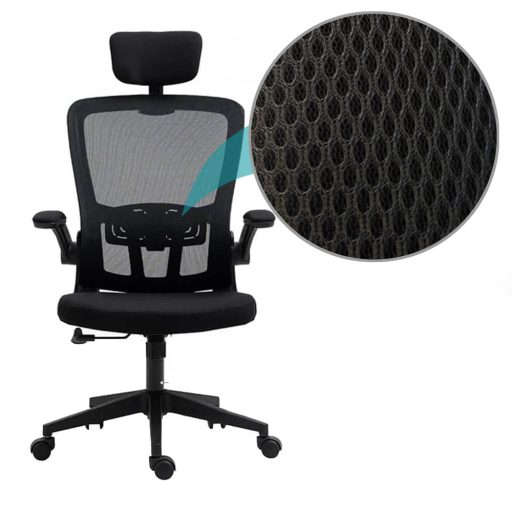 Ergonomická kancelářská židle s bederní opěrkou a opěrkou hlavy, černá 