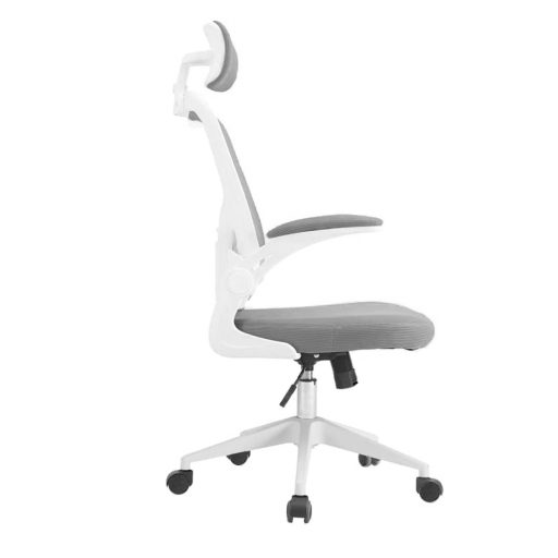 Ergonomická kancelářská židle s bederní opěrkou a opěrkou hlavy, šedá
