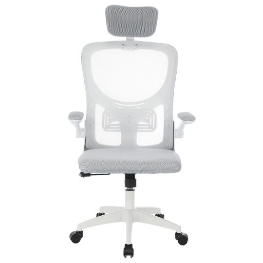 Ergonomická kancelářská židle s bederní opěrkou a opěrkou hlavy, šedá