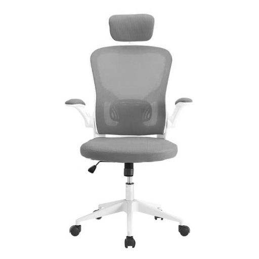 Ergonomická kancelářská židle s bederní opěrkou a opěrkou hlavy, šedá