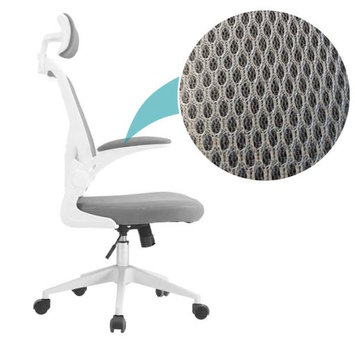 Ergonomická kancelářská židle s bederní opěrkou a opěrkou hlavy, šedá