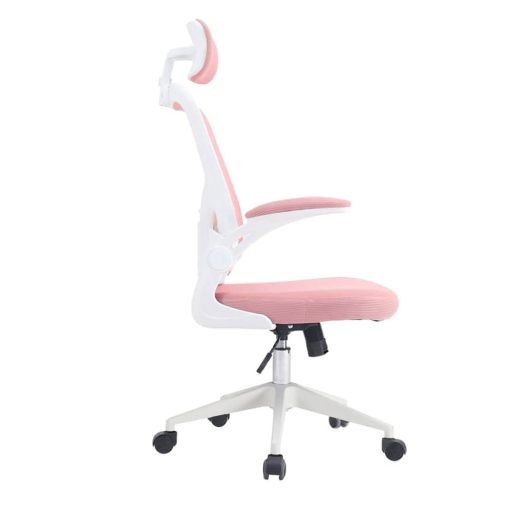 Ergonomická kancelářská židle s bederní opěrkou a opěrkou hlavy, růžová