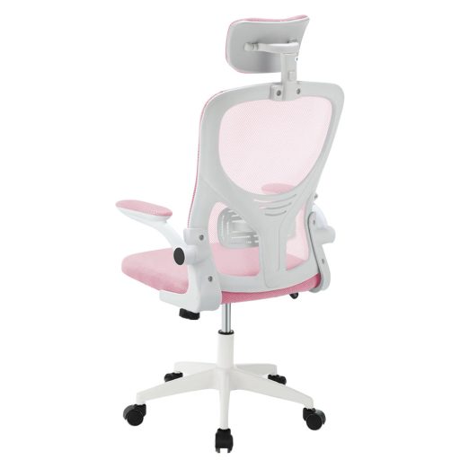 Ergonomická kancelářská židle s bederní opěrkou a opěrkou hlavy, růžová