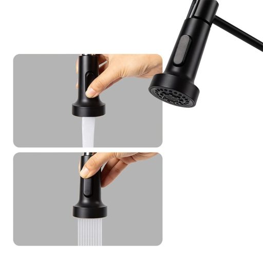 Kuchyňská baterie s flexibilní hadicí a odnímatelnou sprchovou hlavicí, černý