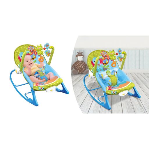 Vibrační a hudební lehátko pro miminka do 18 kg, modré