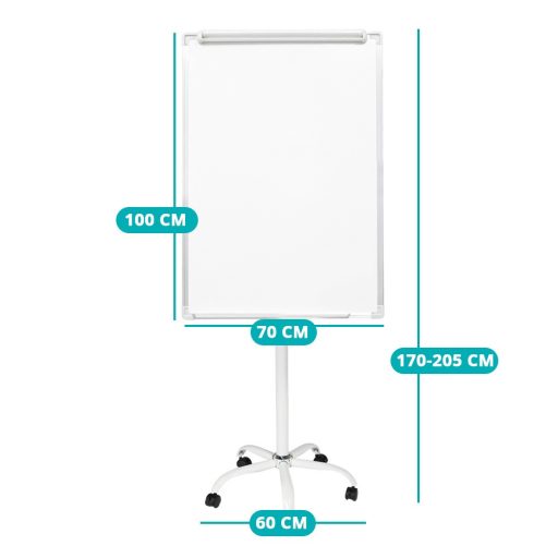 Magnetická plastová flipchart tabule na kolečkách, 70x100 cm