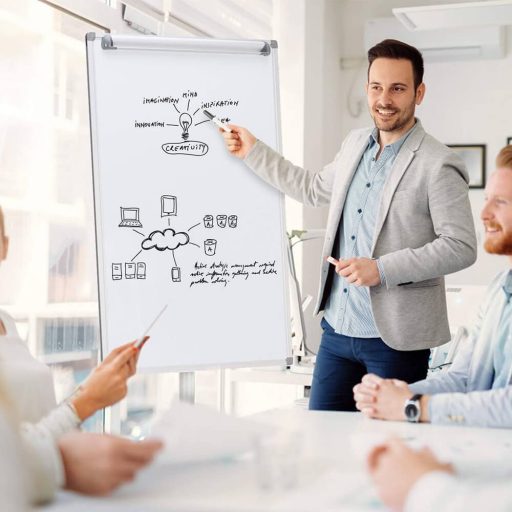 Magnetická plastová flipchart tabule na kolečkách, 70x100 cm