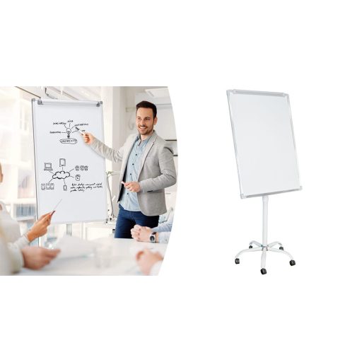 Magnetická plastová flipchart tabule na kolečkách, 70x100 cm